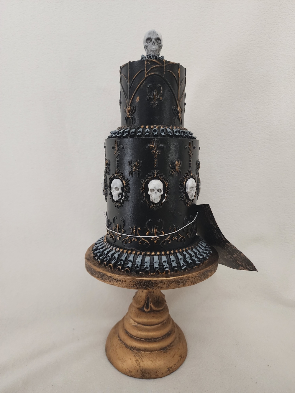 Gothic Black Skull Cake Stand Accent